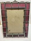 VINTAGE PURPLE STAINED GLASS LEAD PHOTO FRAME EASEL BACK DESK TOP 5.5x3.75? PIC