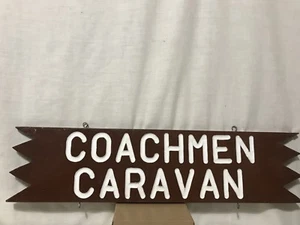 Vintage Coachman Caravan Wooden Hand Painted Camping Park Sign - Picture 1 of 4