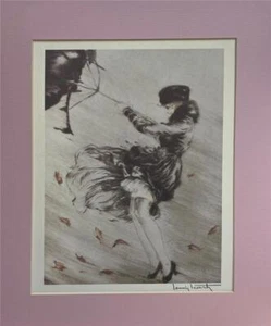 Louis Icart Fall 2 Four Season Suite Pink Matted  Plate Signed Lithograph - Picture 1 of 1