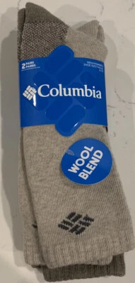 Para hombres COLUMBIA Lana 2pk Crew ~ Tostado/Marrón ~ Zapato Talla 6-12 Foto 1 de 4