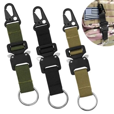 Quick Release Carabiner Clip Tactical Keychain with Heavy Duty Metal Buckle Ring - Image 1 of 4