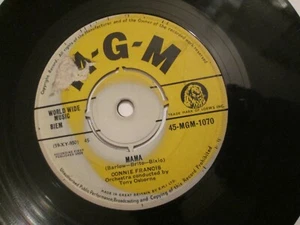 Connie Francis 45 Mama/ Teddy (MGM 1070 UK Original 7" 1959) VINYL VG+  - Picture 1 of 2