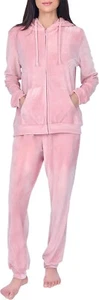 Women Tracksuite Pink Sleep down Women's Ladies Velour Tracksuit 2 Piece  Size L - Picture 1 of 24
