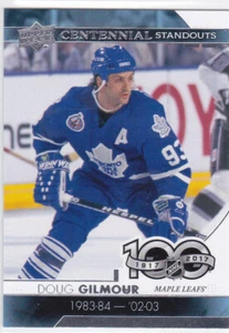 17/18 UD..DOUG GILMOUR..CENTENNIAL STANDOUTS..# CS-93..MAPLE LEAFS.COMBINED SHIP - Picture 1 of 1