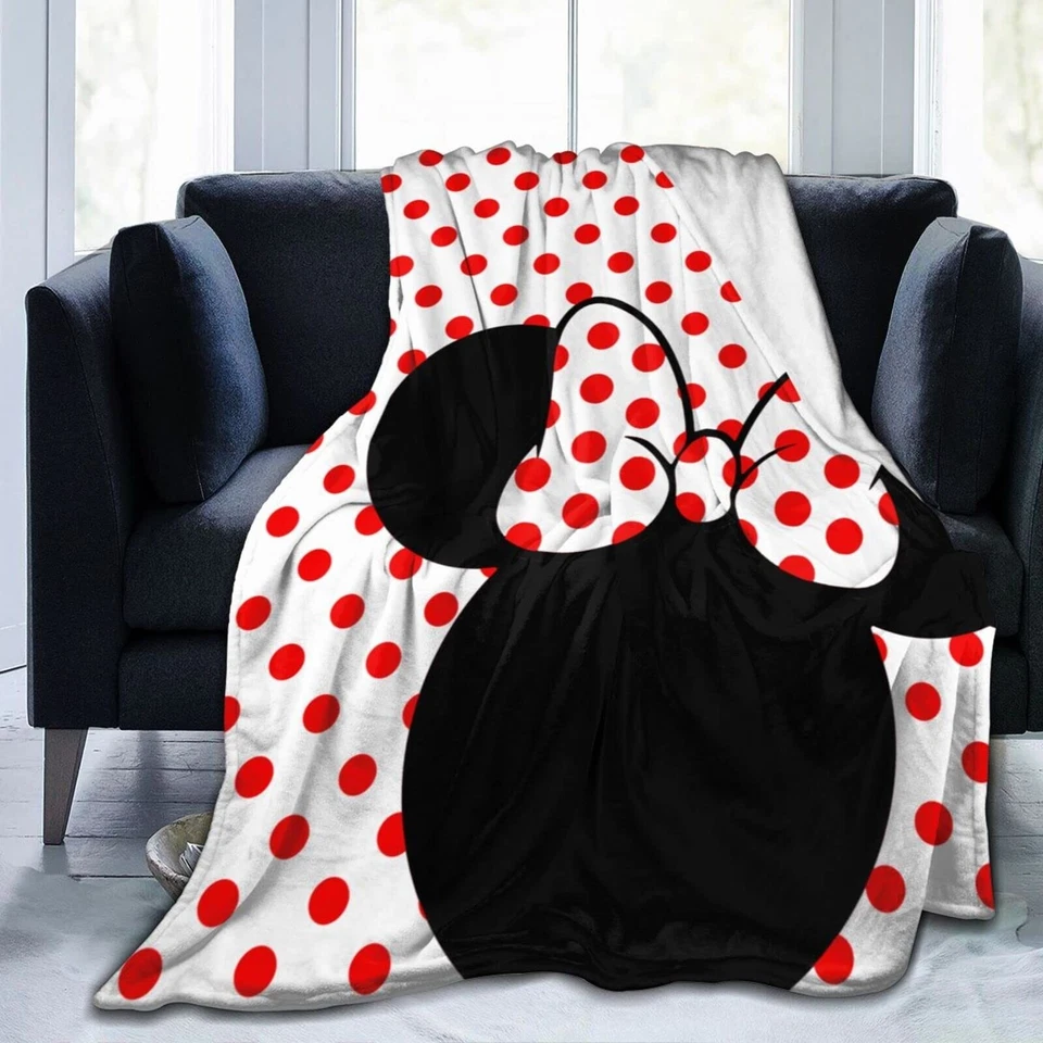 NEW BOW WITH WHITE AND RED POLKA DOT THROW BLANKET 50" X 40" - Image 1 of 1