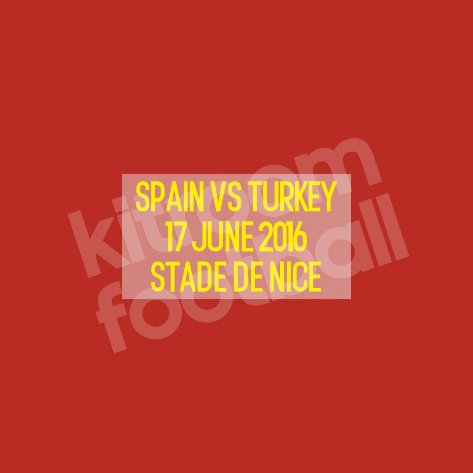 UEFA Euro 2016 Spain Match Detail Transfer MDT Patch vs Turkey Repro - Photo 1/1