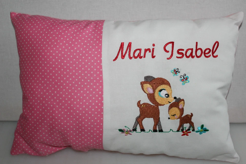 HANDGEFERTIGT,BESTICKT Kissen mit Namen,Wunschname,Daten,Taufe,Geburt,Geschenk