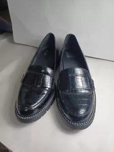 Women’s Dolce Vita Black Patent Leather Loafers US 9.5 With Silver - Picture 1 of 5