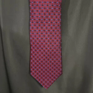 Mens Tie 100% Silk American Living Red Maroon Blue White - Picture 1 of 6
