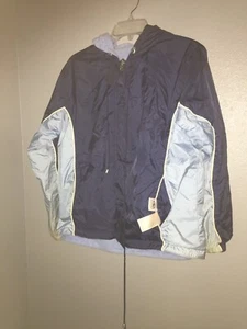 Light & Dark Blue Zip Up Insulated Long Sleeve Windbreaker Womens Jacket - Picture 1 of 5