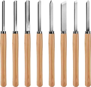 Professional Wood Turning Chisel 8 pcs Set, Lathe Chisel Set with 2 Skew 1 Spear - Picture 1 of 7