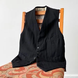 Men's 1930s Vintage European Style Striped Waistcoat Vest Tailored Suit Size S/M - Picture 1 of 9