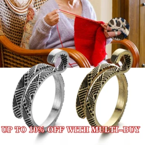 2X verstellbarer Ring Strickset Fingerführung Nadel Häkeln Schlaufe Fingerhut - Bild 1 von 14