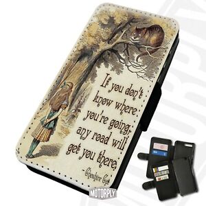 Printed Faux Leather Flip Phone Case For Huawei - Cheshire-Cat-Any-Road