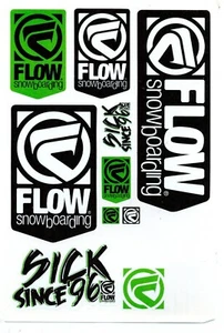 FLOW BINDINGS SICK SNOWBOARDING SINCE '96 9 LOGO STICKER SHEET SHIPPED FREE USA - Picture 1 of 3