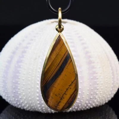 吊坠 多色 River Jasper Cabochon & Gold Vermeil 纯银 9.98 克 — 第 1/4 张图片