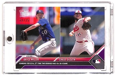 2023 Topps Now Bryce Miller/Chase Silseth Rookie PURPLE PARALLEL /25 SSP #662 RC - Image 1 of 2
