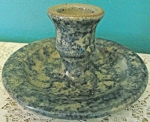 Blue Sponge Ware Spongeware Stoneware Candle Holder  - Picture 1 of 12