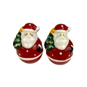 Set shaker sale e pepe albero di Natale in ceramica dipinto a mano 2,5" - Foto 1 di 8
