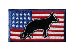 German Shepherd USA Flag Embroidered Patch Approx Size 2"x3"  - Picture 1 of 2