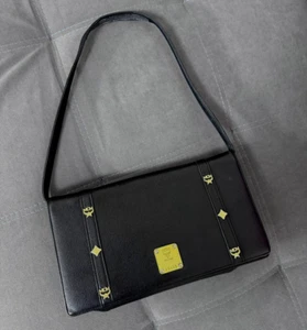 Vintage MCM Leather Shoulder Bag Black & Gold Hardware - X5445 - Picture 1 of 22