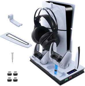 Vertical PS5 Slim Cooling Charger Stand, Multifunctional Cooling Fan Stand with  - Picture 1 of 12