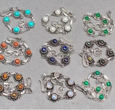 Pulseras de diseño de 50 piezas enchapadas en plata de ley 925 con piedras solares rojas y mixtas Foto 1 de 3