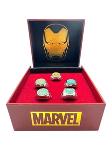 Marvel Iron Man Arc Reactor Adjustable 5 Ring Box Set - Picture 1 of 9