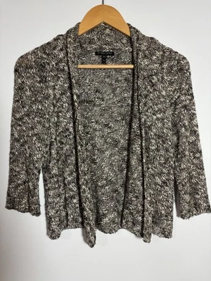 Cardigã Eileen Fisher aberto marrom urze feminino PS mistura de linho - Imagem 1 de 4