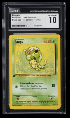 1999 Pokemon Base Set 1st Edition Caterpie CGC 10 German #45/102 Vintage - Image 1 of 2