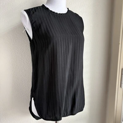 Blusa sin mangas Raquel Allegra negra a rayas en contraste con botones en la espalda Cupro talla 1 (M) Foto 1 de 4