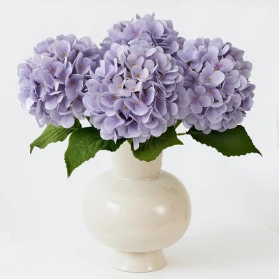 Pale Purple Hydrangea Artificial Flowers, 19.6" 4PCS Fake Real Touch Large Fa... - Image 1 of 4