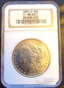 1883-O Morgan Dollar NGC MS-63 USA ANA -0.77 Oz Silver Art Coin Uncirculated BU - Picture 1 of 2