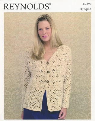 Reynolds Crochet PATTERN 82299 Utopia Crocheted Cardigan Women - Image 1 of 2
