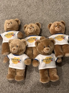 Lot Of 5 Build  A Bear Foundation  Brown Teddy Heart Plush - Picture 1 of 7