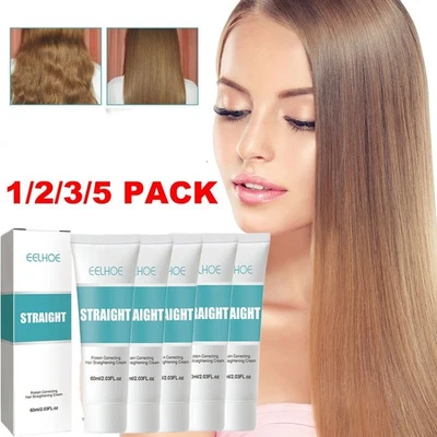 Crema alisadora de cabello proteica brillo de seda suave reparación de cabello áspero liso Foto 1 de 4