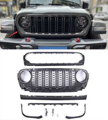Reemplazo de plástico ABS frontal malla media decorativo para Jeep Wrangler JL 2018-2025 Foto 1 de 4