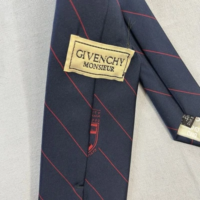 Corbata Givenchy de colección para hombre clásica mezcla de seda a rayas rojas diseñador Foto 1 de 4