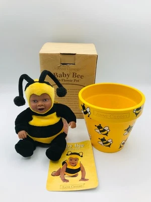 ANNE GEDDES BABY BEE IN FLOWERPOT  African American Plush 1999 Down In Garden - Image 1 of 4