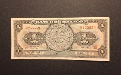 1961 Mexico 1 Peso - Very Nice Circ Collector Banknote-c6708xcn - Image 1 of 2