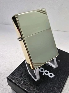GENUINE Zippo VINTAGE Lighter 1937 REPLICA WITH SLASHES High Polish Brass NEW - Picture 1 of 13