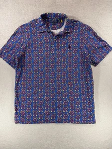 Polo Ralph Lauren Men's Blue Paisley Mesh Polo Shirt Classic Fit Size Small - Picture 1 of 10