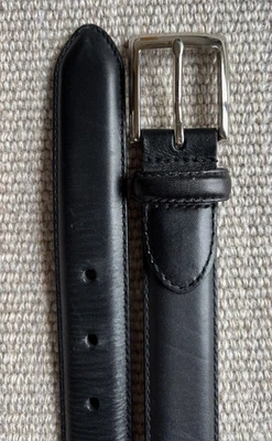 Cinturón de cuero italiano Polo Ralph Lauren para hombre 38 negro - hebilla plateada - 1 1/8" W Foto 1 de 4