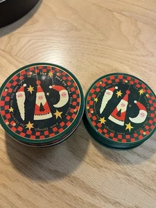 Susan Zulauf Giftco arte popolare Babbo Natale sottobicchiere set di 6 sughero back latta - Foto 1 di 5