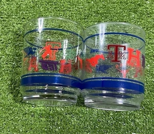 SOUTHWEST CONFERENCE Glas 2er Set SWC Fußball Logos Vintage 80er A&M Rice Tech - Bild 1 von 10