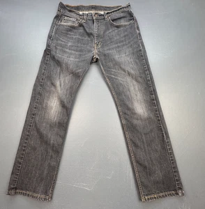 Levi’s 505 Jeans Men’s W32 L30 Straight Leg Black Denim Faded Mid Rise USA - Picture 1 of 13