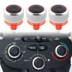 3Pcs Switch Knob Heater Buttons A/C Cover Heat Fit Peugeot 206 207 C2 Silver - Picture 1 of 9