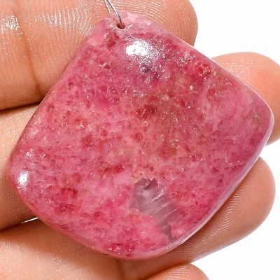 Natural Rhodonite Fancy Shape Cabochon Drilled Gemstone 75 Ct 30X27X6 mm A-23837 - Image 1 of 2