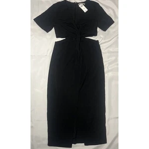 Abercrombie & Fitch Maxi Dress Black Cutout Short Sleeve Womens SP Small Petite - Picture 1 of 8