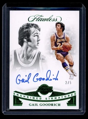 2018–19 Panini Flawless Gail Goodrich изумруд с автографом и закрепленными подписями /5 HOF - Изображение 1 из 2